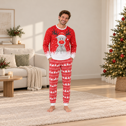 Moose In Snow Family Matching Christmas Pajamas