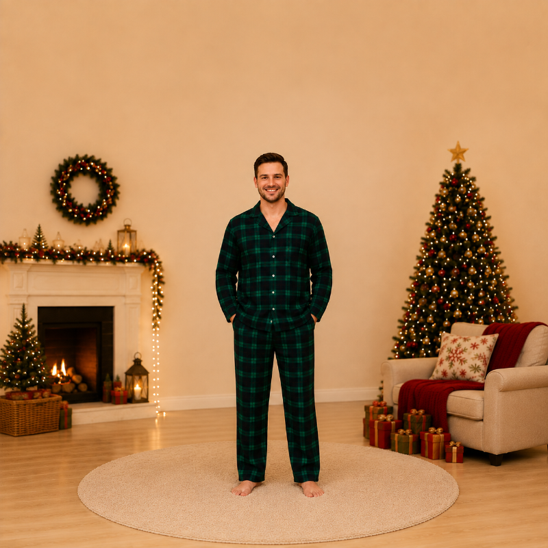 Classic Emerald Plaid Family Matching Christmas pajamas