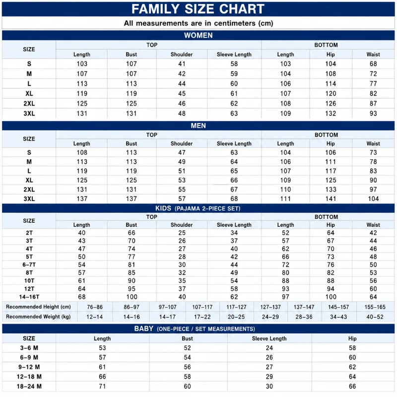 Size Chart CM