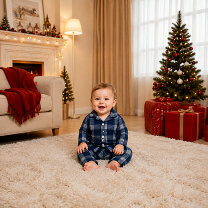 Classic Navy Plaid Family Christmas pajamas