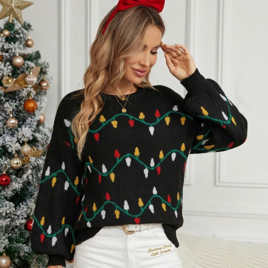 Colorful String Lights Christmas Sweater 