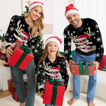 Cool Reindeer Crewneck Family Matching Christmas Sweaters