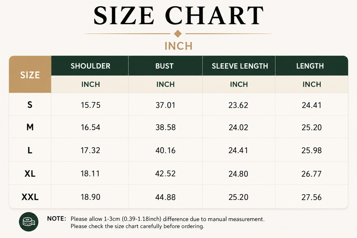 Size Chart Inch