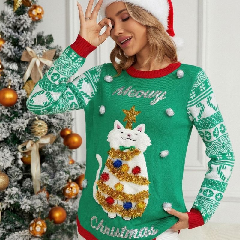 Cute Meowy Christmas Sweater