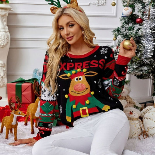 Cute Reindeer Elf Christmas Sweater