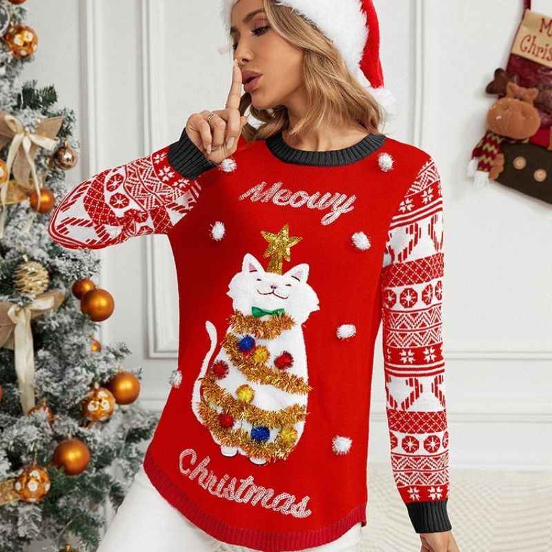 Cute Meowy Christmas Sweater