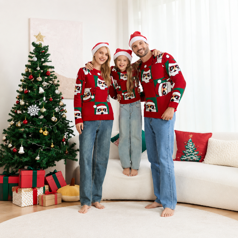 Cute Santa Family Matching Christmas Sweaters
