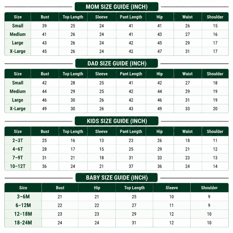 Size Chart Inch