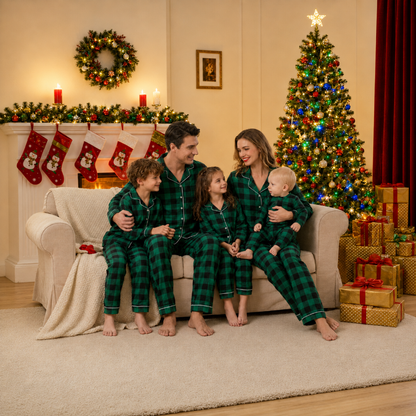 Evergreen Plaid Family Christmas pajamas