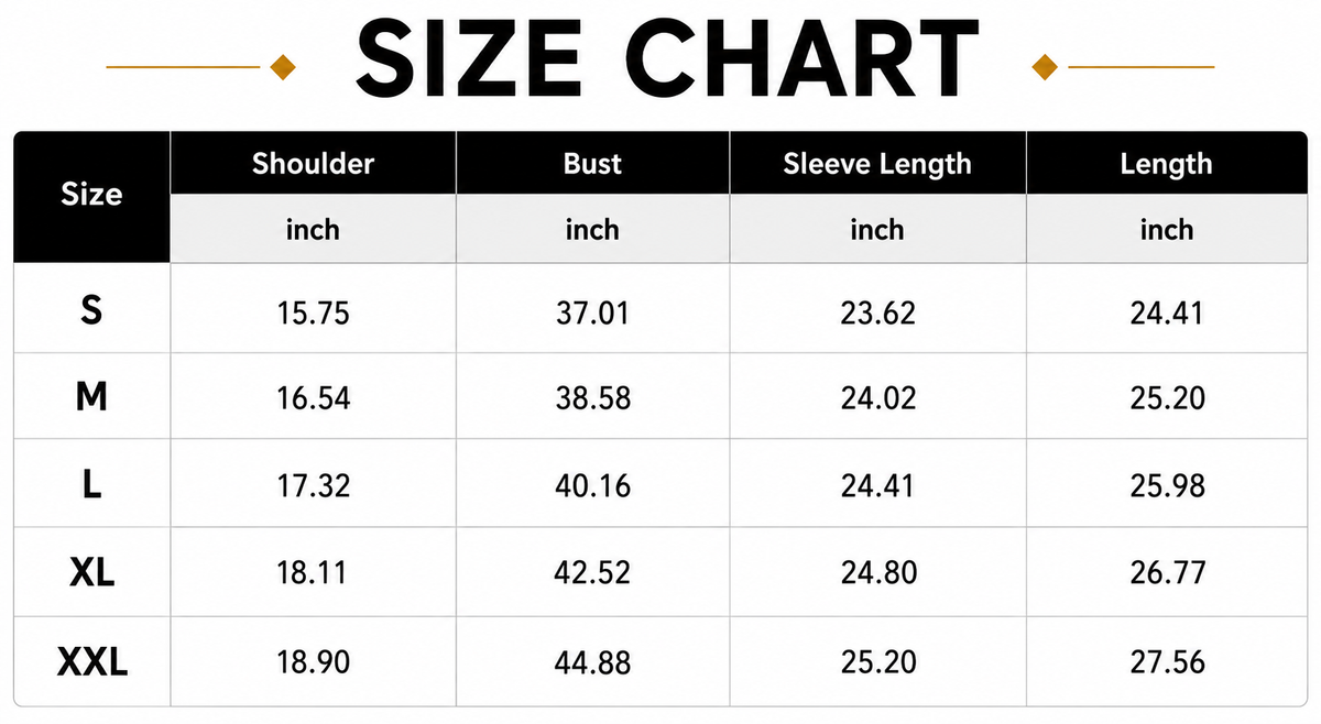 Size Chart Inch