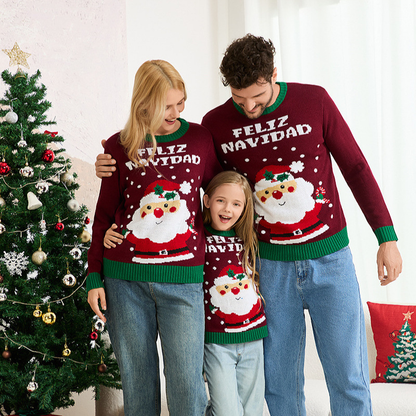 Feliz Navidad Santa Matching Family Christmas Sweaters