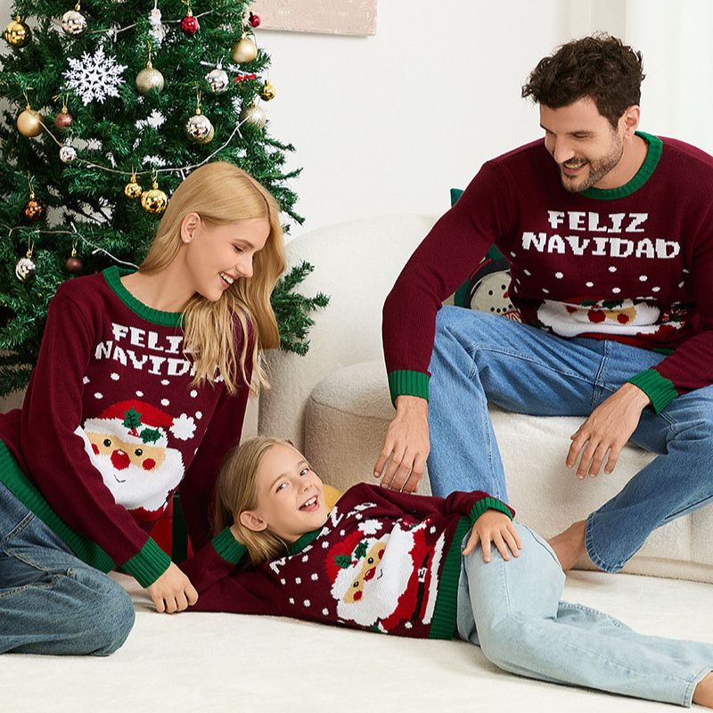 Feliz Navidad Santa Matching Family Christmas Sweaters