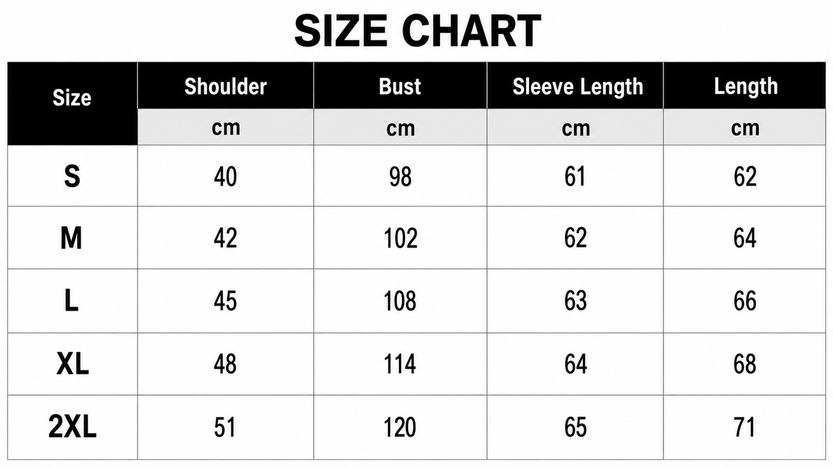 Size Chart Inch