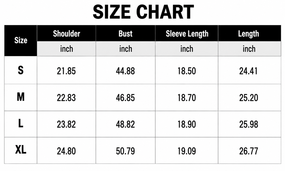 Size Chart Inch