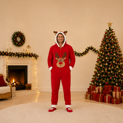 Festive Red Reindeer Family Matching Christmas Onesies