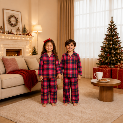 Festive Red Tartan Plaid Family Matching Christmas pajamas
