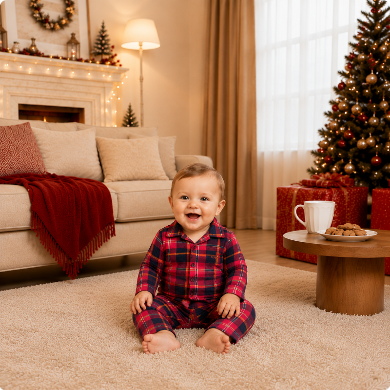 Festive Red Tartan Plaid Family Matching Christmas pajamas