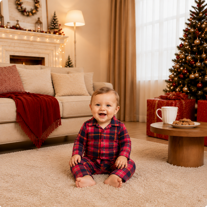 Festive Red Tartan Plaid Family Matching Christmas pajamas