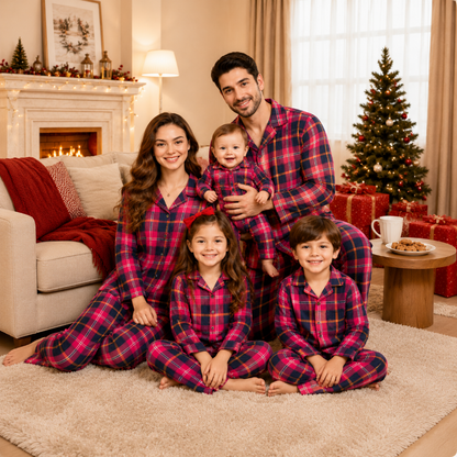 Festive Red Tartan Plaid Family Matching Christmas pajamas