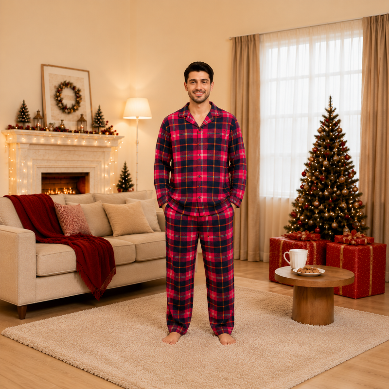 Festive Red Tartan Plaid Family Matching Christmas pajamas