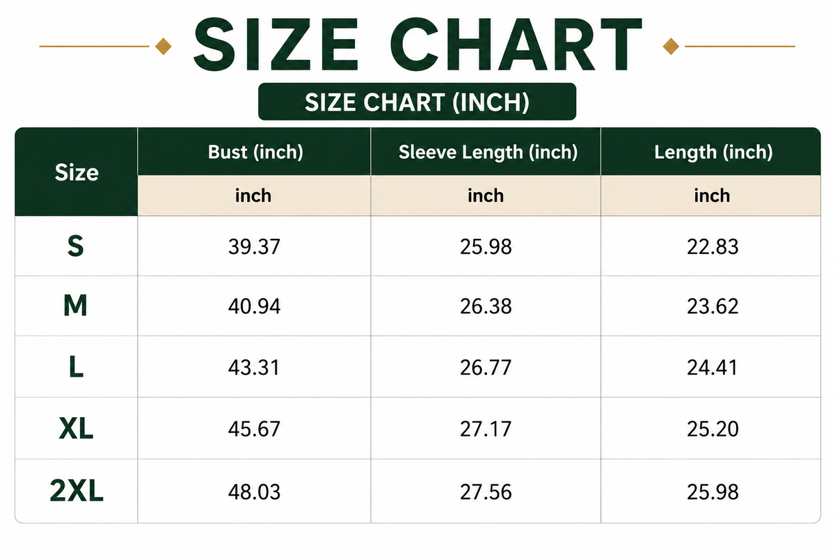 Size Chart Inch