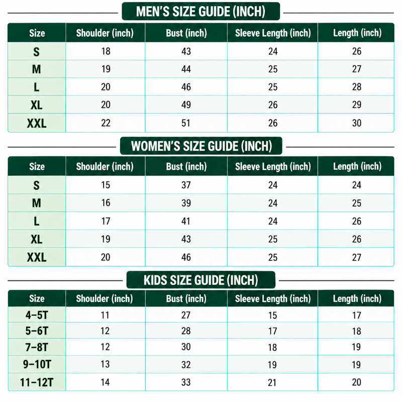 Size Chart Inch