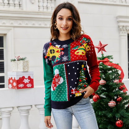Holiday Harmony Patch Knit Christmas Sweater