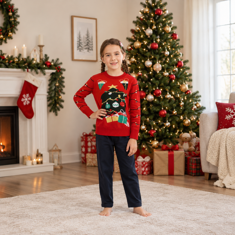Holiday String Lights Graphic Christmas Sweater
