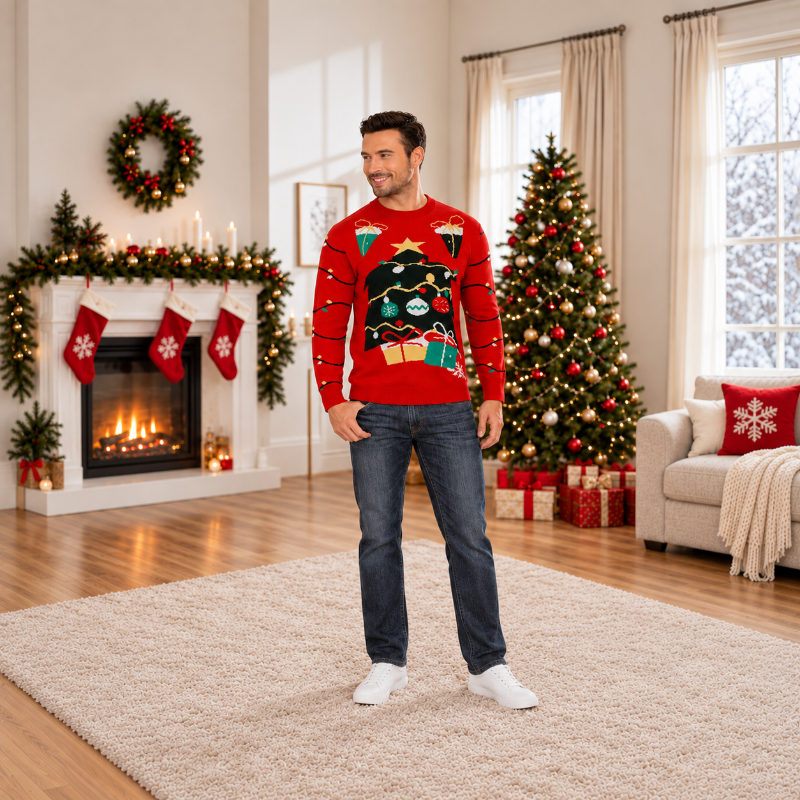 Holiday String Lights Graphic Christmas Sweater
