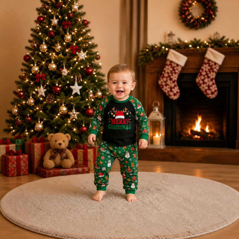 Holly Green Christmas Icons Family Matching pajamas