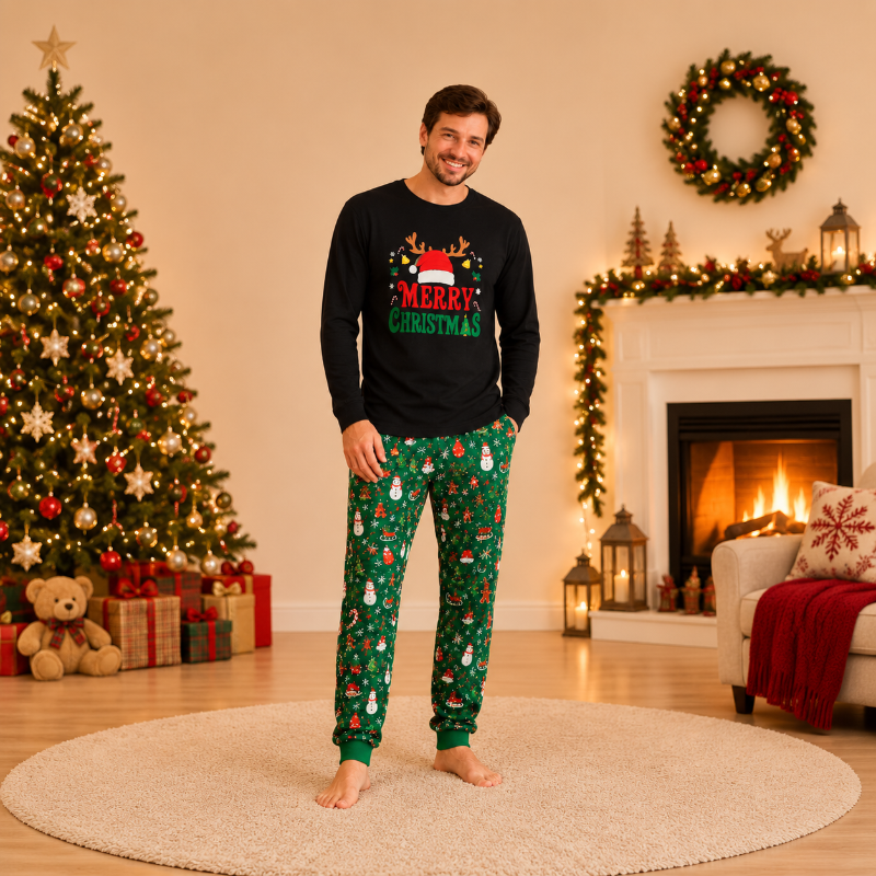 Holly Green Christmas Icons Family Matching pajamas