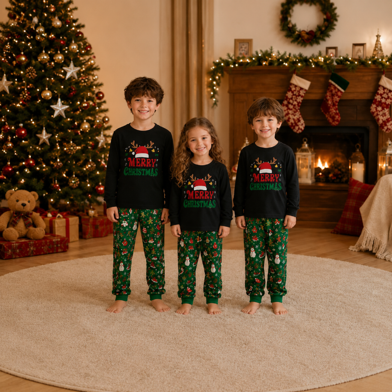 Holly Green Christmas Icons Family Matching pajamas