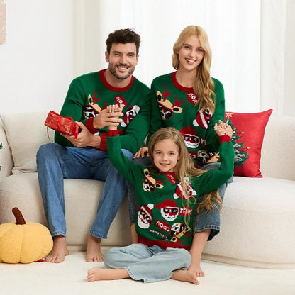 Jolly Santa & Reindeer Matching Family Christmas Sweater