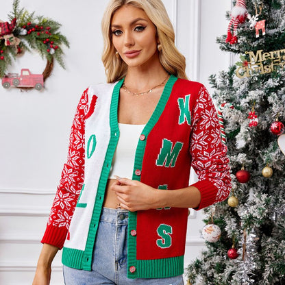 Jolly Xmas Buttoned Christmas Sweater