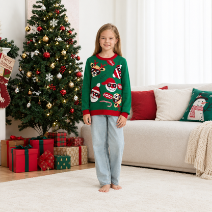 Jolly Santa & Reindeer Matching Family Christmas Sweater
