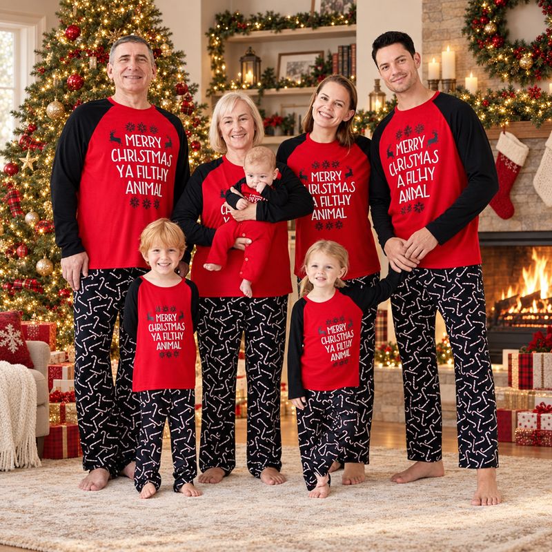 Merry Christmas Ya Filthy Animal Family Matching Christmas Pyjamas