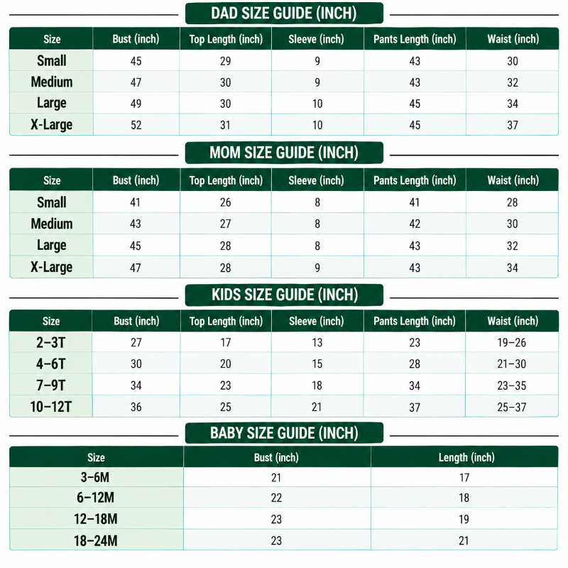 Size Chart Inch