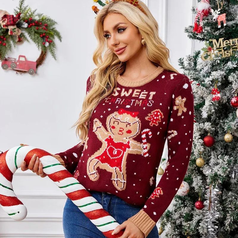 Red Snowman & Santa Graphic Christmas Sweater