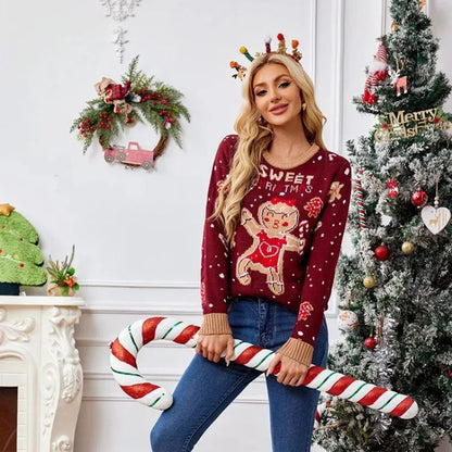 Red Snowman & Santa Graphic Christmas Sweater