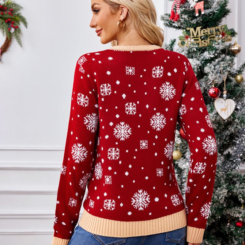 Red Snowman & Santa Graphic Christmas Sweater