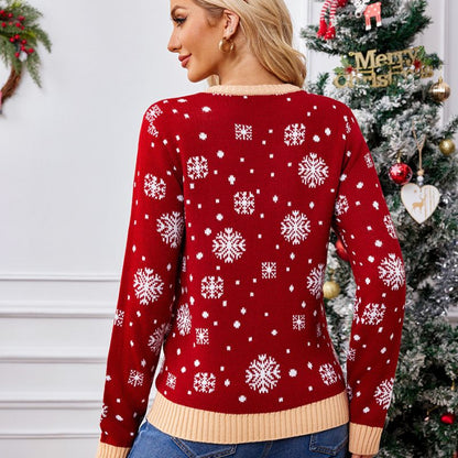 Red Snowman & Santa Graphic Christmas Sweater