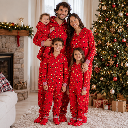 Red Light Bulbs Family Matching Christmas Jumpsuits
