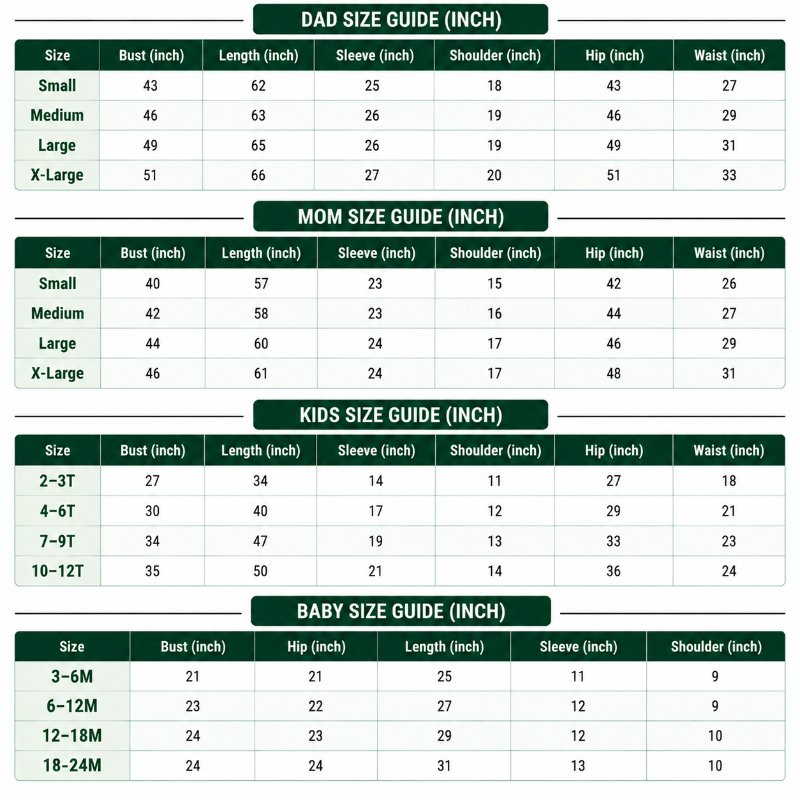 Size Chart Inch