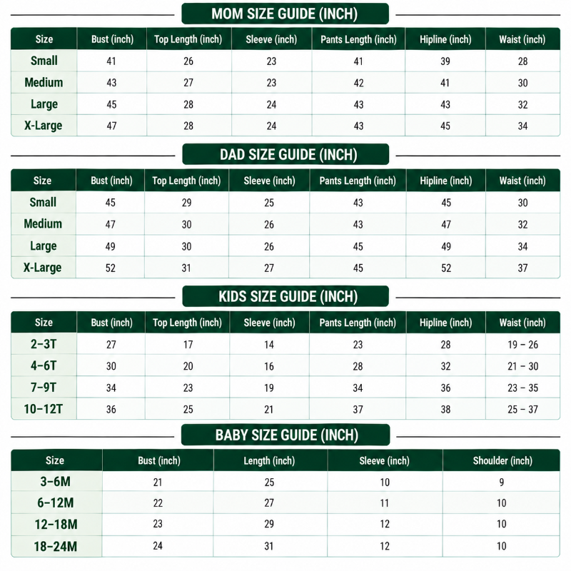 Size Chart Inch