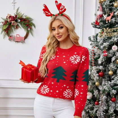 Red xmas Tree & Snowflake Christmas Sweater