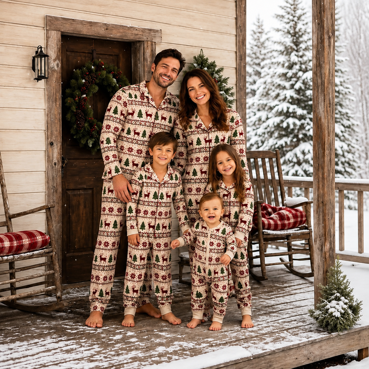 Rustic Christmas Cabin Family Matching pajamas