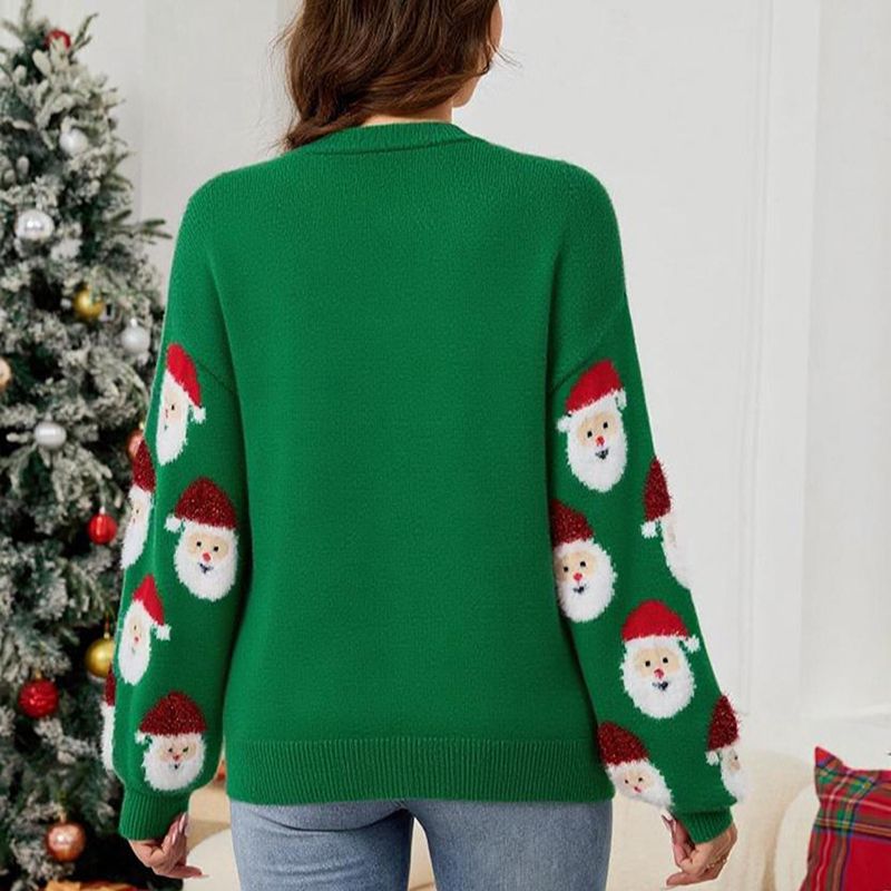 Santa Graphic Button-Up Christmas Sweater