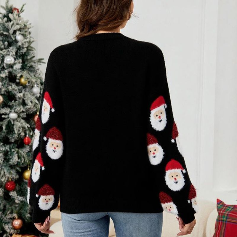 Santa Graphic Button-Up Christmas Sweater