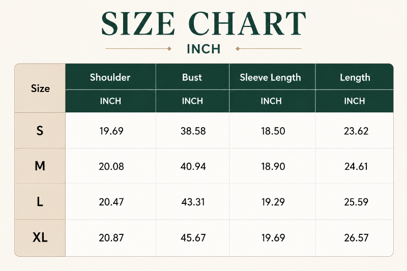 Size Chart Inch