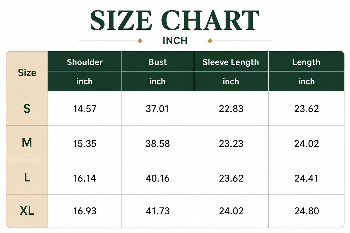 Size Chart Inch